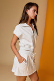 PX19518 Zip Front Lounge Vest Skirt Set