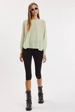 BOAT NECK LONG SLEEVE SIDE SLITS PONCHO KNIT TOP