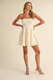 ID8550 SEQUIN VELVET CRISS CROSS BACK LONGSLEEVE MINI DRESS