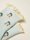 Cherry Ruffle Grip Sock [Baby Blue], Pilates Socks