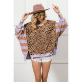 LEOPARD AND STRIPE MIXED TOP
