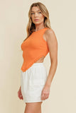 SLEEVELESS TASSLE HEM KNIT TANK