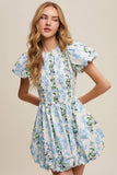 Floral Puff Sleeve Smocked Dress