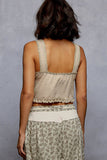 V-Neck Sleeveless Lace Ribbed Knit Top
