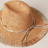 Multi-Colored Stitched Brim Panama Hat