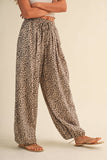 IP1494-A LEOPARD GAUZE RELAXED FIT BALLOON PANTS