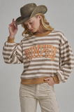 STRIPE TERRY CASUAL THANKSGIVING TOP WITH PUMPKIN LETTERING
