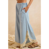 WIDE LEG CROCHET LACE WITH TULIP HEM JEANS