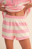 IST5983-A  STRIPED HALF ZIP TOP AND SHORTS SET