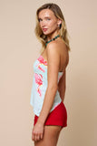 Floral Print Asymmetrical Strapless Tube Top