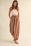 IP1530-B STRIPED DOUBLE GAUZE CONTRAST POCKET BALLOON PANTS