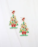 Cowboy Christmas Tree Earring Red