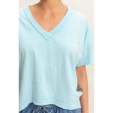 Oversized V-Neck Short Sleeve Top