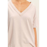 Washed V-Neck Oversized Tee