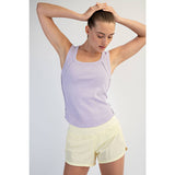 MINERAL WASHED COTTON RIB SLEEVELESS TANK