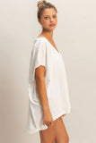 Oversized V-Neck Mineral Washed Top