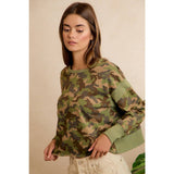 CAMO JERSEY OPEN BACK LONG SLEEVES TOP