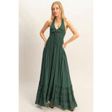 Halter Neck Smocked Maxi Dress