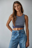 S1107 | Knit Seamless Ribbed Striped Racerback Brami