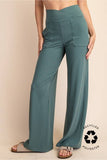 P476337 V WAIST WIDE RECYCLED BUTTER PANT