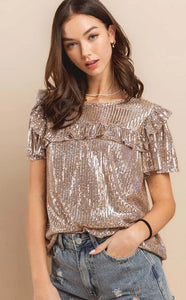 Taupe Sequin Blouse