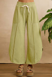 FRENCH TERRY OUT SEAM DETAIL TULIP HEM PANTS