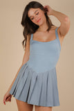 ND31725-Pleated Skirt Activewear Dress W/ Under Shorts