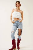 Ruffled Tulle Tiered Cropped Tank Top