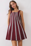 CD07383-Contrast Vertical Trim Fit & Flare Mini Dress