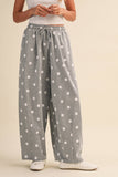 IP1506 POLKA DOT PRINTED BARREL CASUAL SWEATPANTS