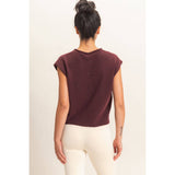 Rolled Edge Button Front Sweater Vest