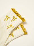 Bow Ruffle Grip Sock [Gold], Pilates Socks