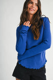 8414IN Thermal Knit Lettuce Edge Long Sleeve Top