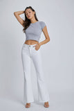 WV38728WHT-1 White 2 Button Mid Rise Flare