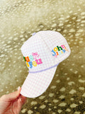 Purple Checker Jesus Loves You Hat