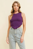 SLEEVELESS TASSLE HEM KNIT TANK
