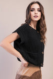 12W3382N-Oversized Button Down Knit Sweater Top