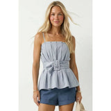 Buckle Pleated Sleeveless Top