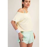 VISCOSE MODAL CROPPED OFF SHOULDER TOP