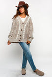 TWO TONE CABLE CHUNKYSWEATER CARDIGAN