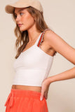 Ruffle Strap Crop Tank Top
