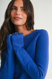 8414IN Thermal Knit Lettuce Edge Long Sleeve Top
