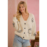 HALLOWEEN GHOST PUMPKIN BUTTON CARDIGAN