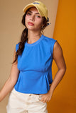 PT19612 Side Pleats Sleeveless Tee