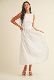 ID9030 BOATNECK SCOOP BACK CHEVRON WAIST FLARED MIDI
