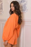 R5268D  Smocked V-neck Ruffled Solid Woven Romper