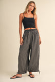 IP1530-B STRIPED DOUBLE GAUZE CONTRAST POCKET BALLOON PANTS