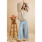 WIDE LEG CROCHET LACE WITH TULIP HEM JEANS