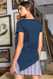 Asymmetrical Hem Solid Top With Raw Edges