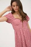 FLORAL SWEETHEART FRONT TIE MINI DRESS